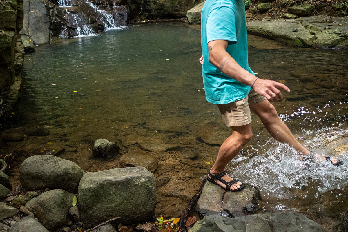 Elise Taylor and her partner explore their new home in Noosa.