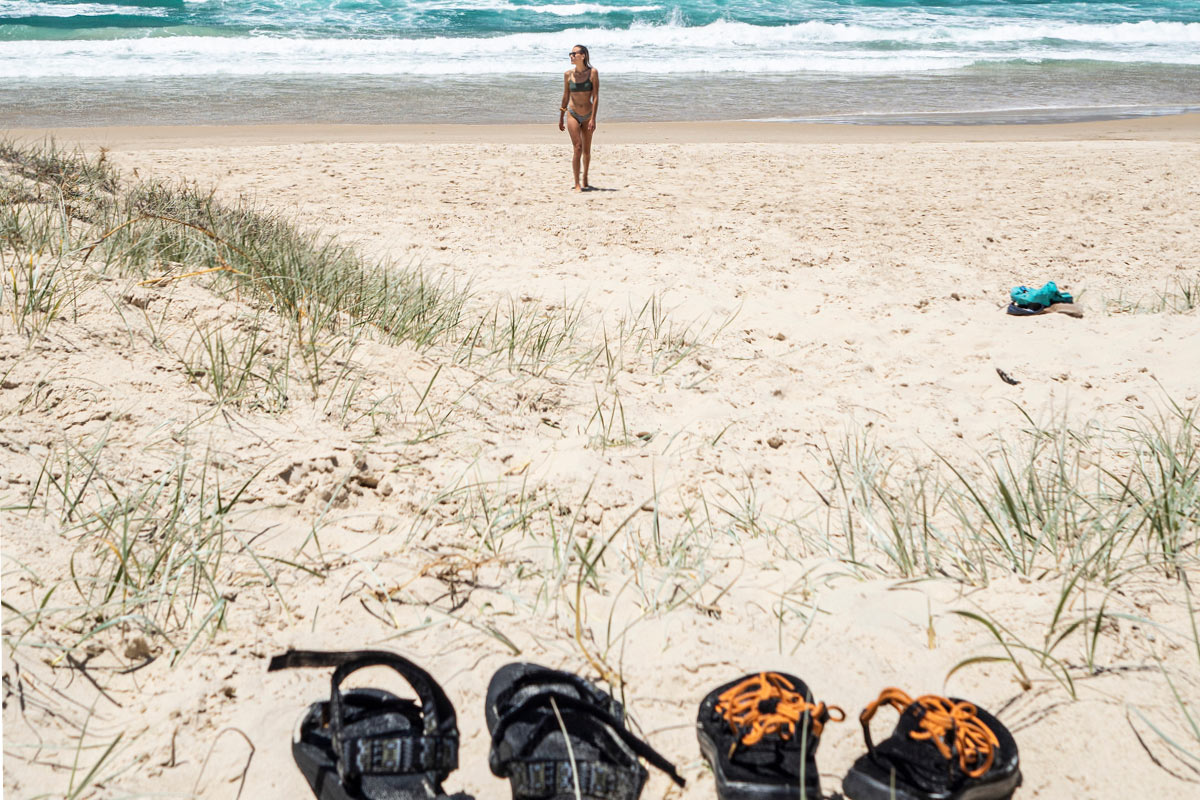 Elise Taylor and her partner explore their new home in Noosa.