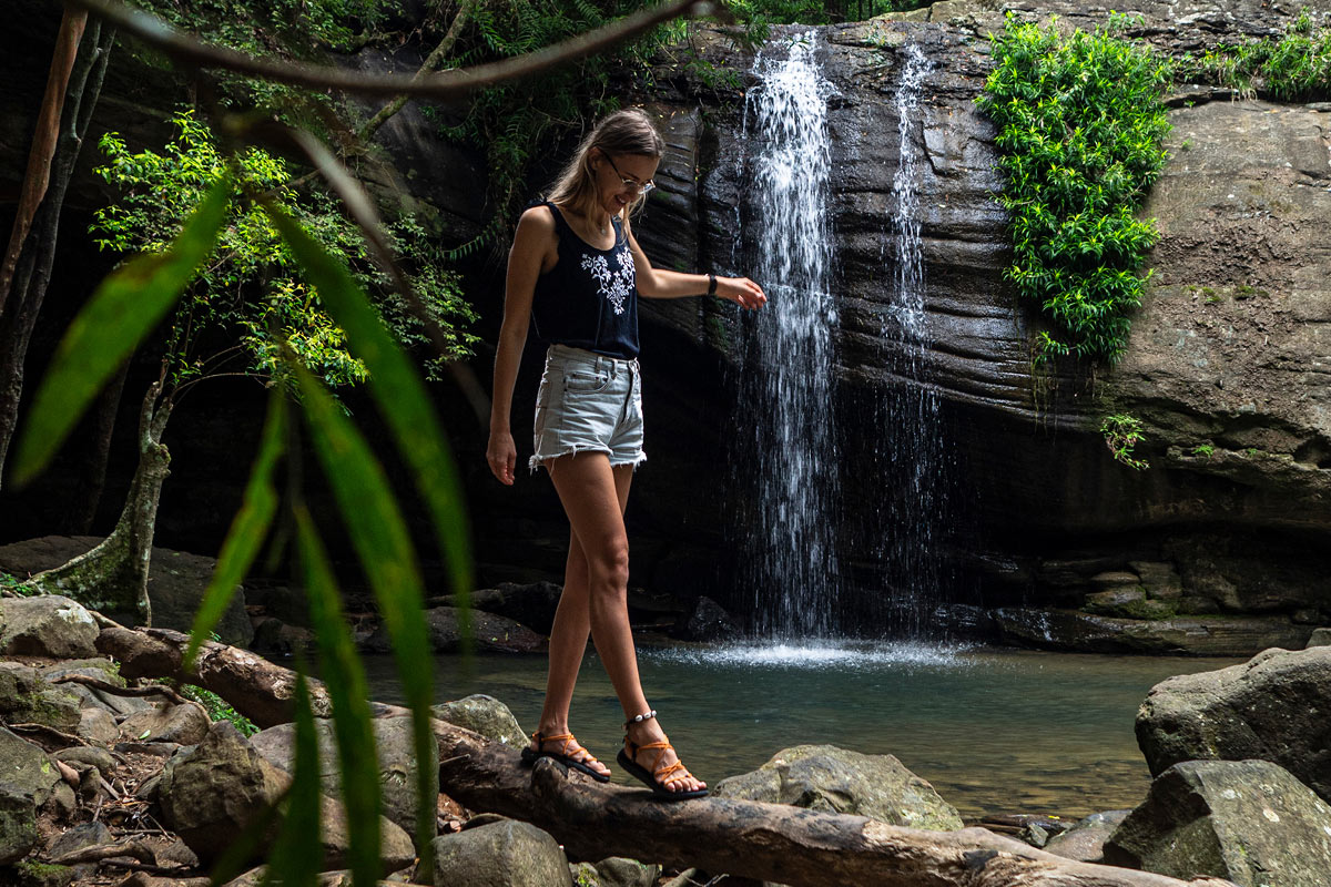 Elise Taylor and her partner explore their new home in Noosa.